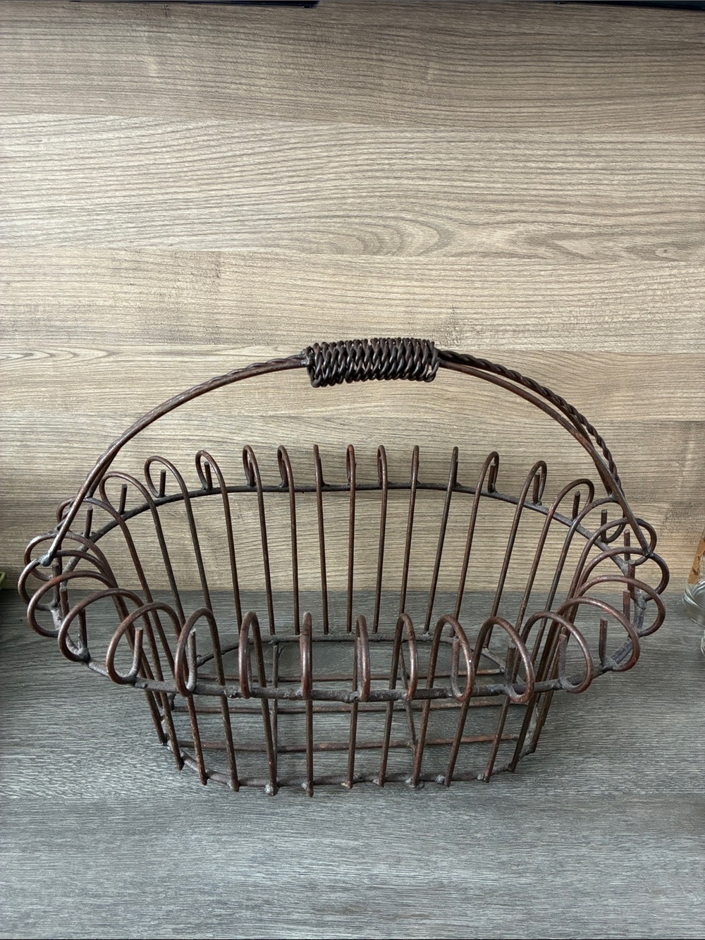 Wrought Iron Vintage Metal Basket with Handle